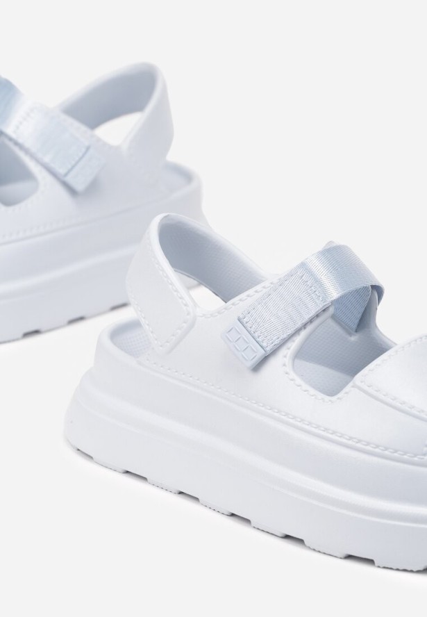 Niebieskie Sandały Chunky z Pianki na Platformie Zapinane na Rzep Oballia