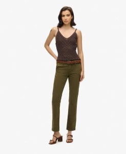 superdry Spodnie Chino Mid Rise damskie — szary melanż z akcentem Jaffa – GREY