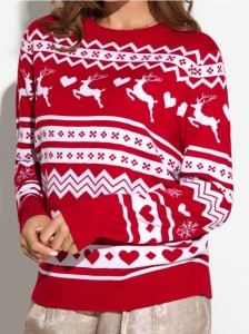 Świąteczny sweter z reniferami - czerwony