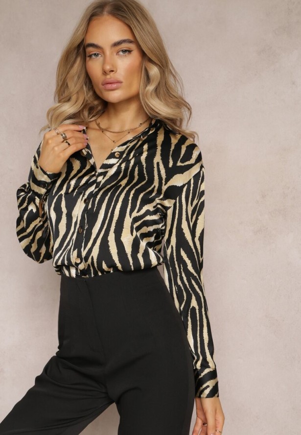 Jasnozielona Koszula z Animal Printem Deseris