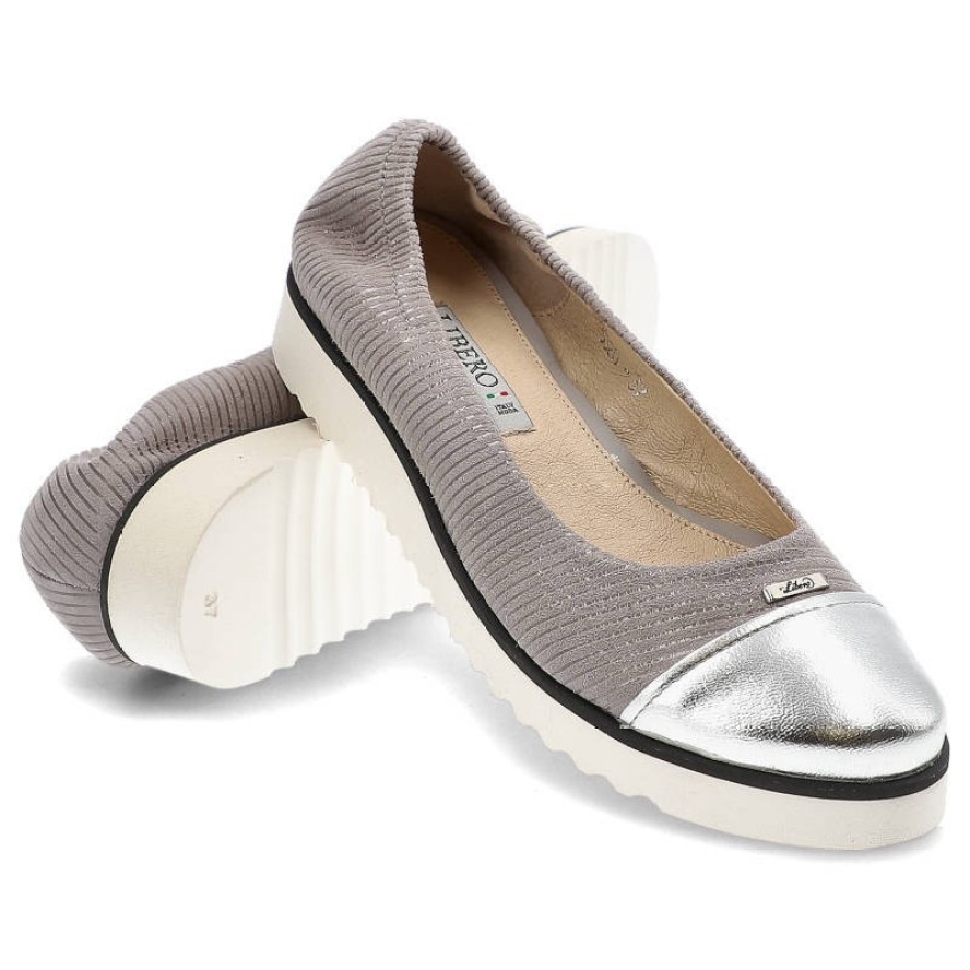 Szare Półbuty Libero Skórzane Buty Damskie