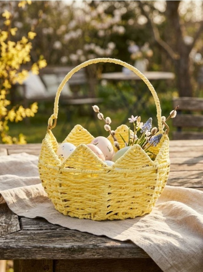 Wielkanocny koszyk z uchwytem - żółty