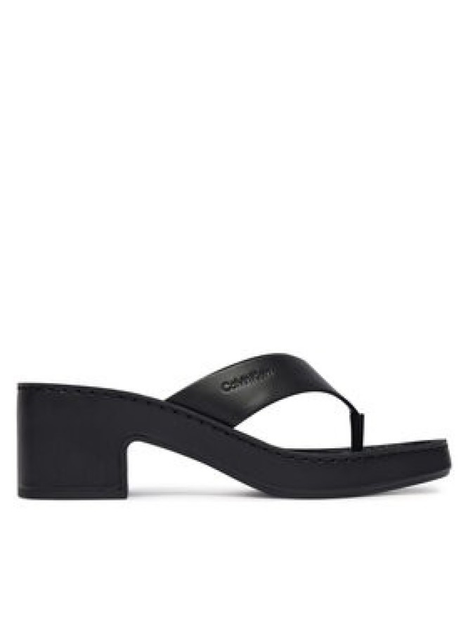 Calvin Klein Japonki Block Heel Sndl Thong Lth HW0HW02913 Czarny