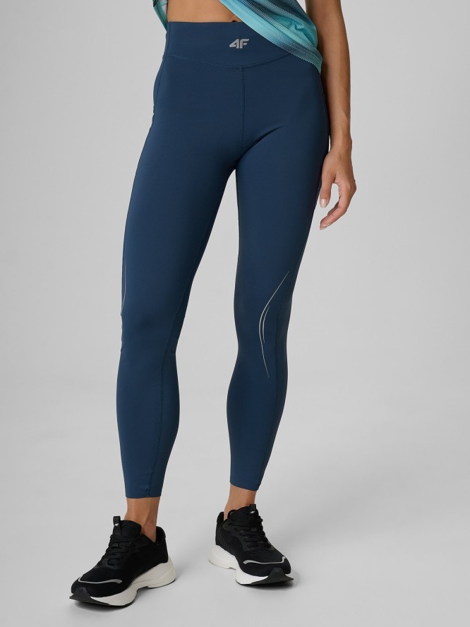 4F Legginsy do biegania szybkoschnące damskie - granatowe L