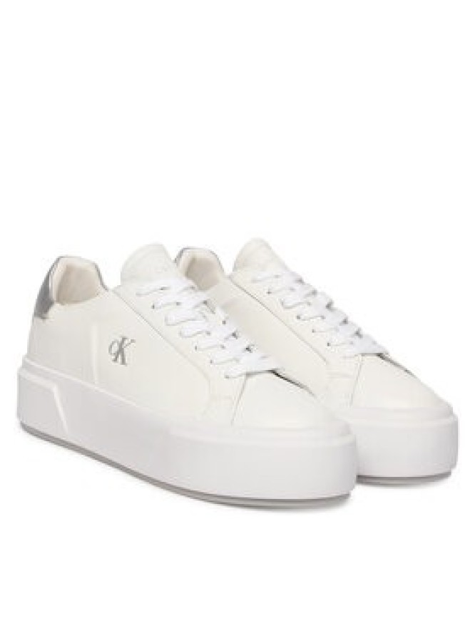 Calvin Klein Sneakersy Flatform Lace Up Lth Met YW0YW01929 Biały
