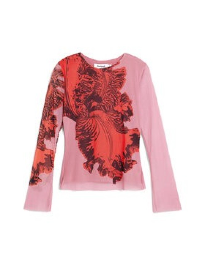 Desigual Bluzka Orchid Lacroix 26SWTK50 Różowy Slim Fit