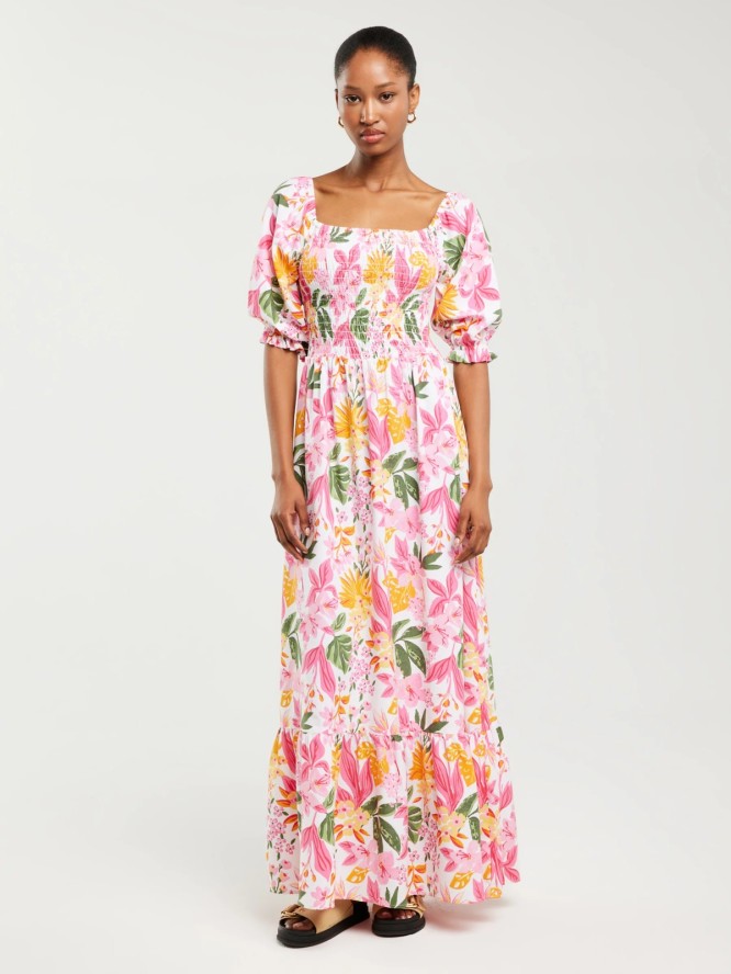 Sukienka damska maxi z motywem kwiatowym Dinova 000