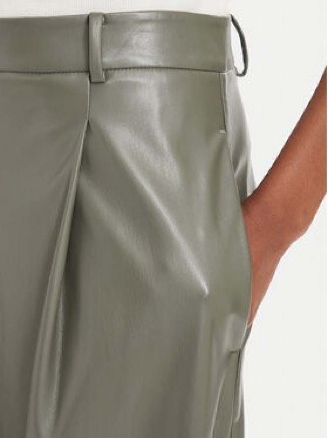BOSS Spodnie skórzane Tiana4-M 50564757 Zielony ciemny Wide Leg