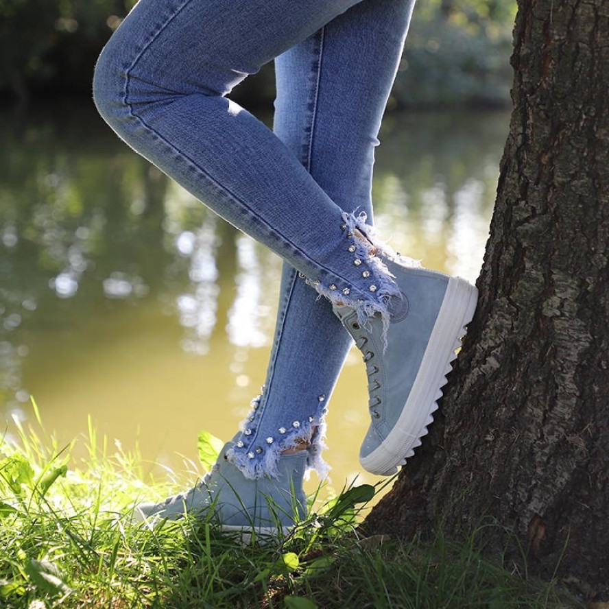 Niebieskie Sneakersy Big Star Damskie Wygodne Buty