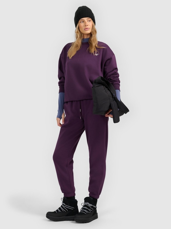 4F Bluza dresowa nierozpinana bez kaptura damska - fioletowa XS