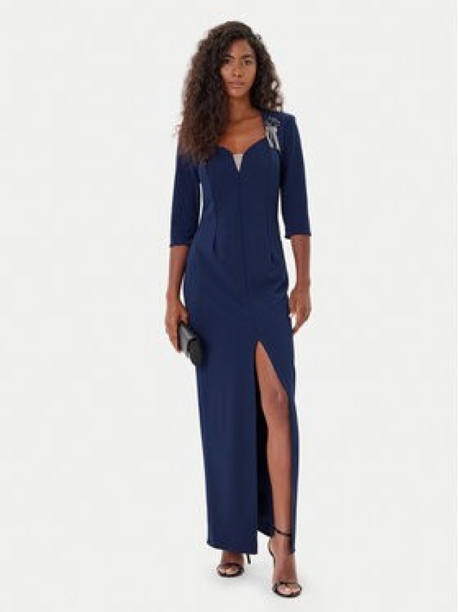 Rinascimento Sukienka wieczorowa CFC0125271003 Granatowy Slim Fit