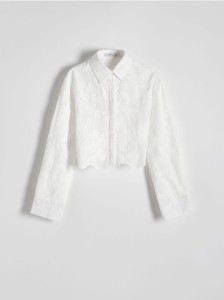 Koszula z haftem - złamana biel