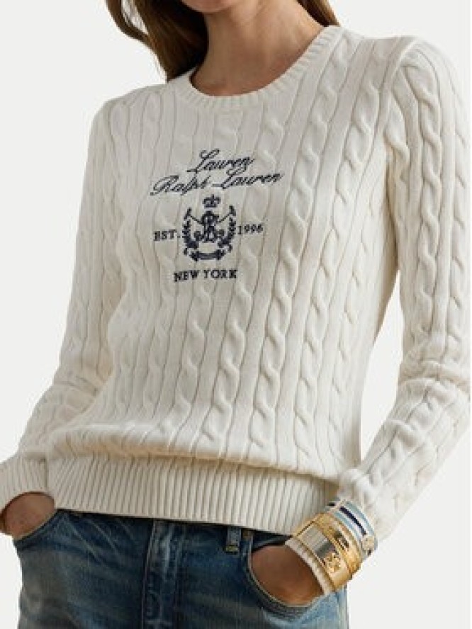 LAUREN RALPH LAUREN Sweter 200P03508003 Biały Slim Fit