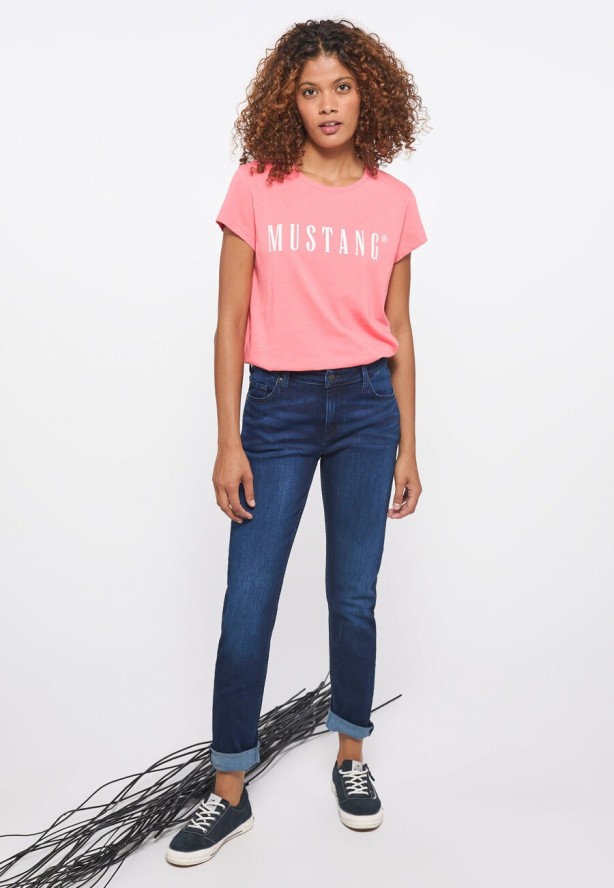 MUSTANG Alina C Logo Tee Damski T-shirt Tea Rose 1013222 8142