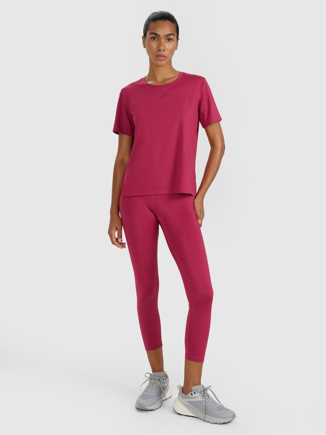 4F Koszulka treningowa regular szybkoschnąca damska - czerwona XXL