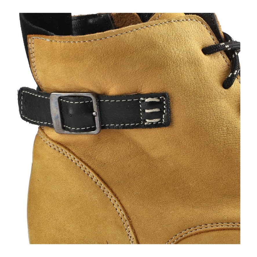 Żółte Botki Pollonus Damskie Stylowe Obuwie