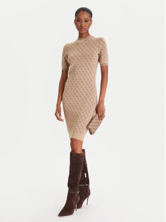 Guess Sukienka dzianinowa W3YK39 Z37K0 Beżowy Slim Fit