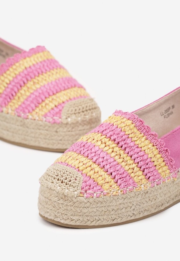 Fuksjowe Espadryle na Platformie Ozdobione Plecionką w Stylu Boho Lelisse
