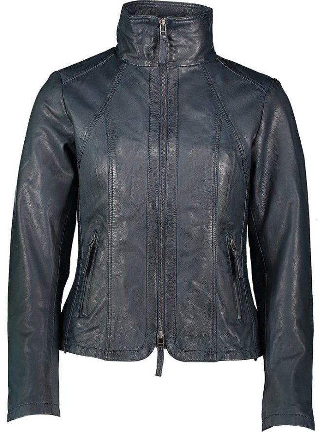 7eleven Skórzana kurtka "Serace" w kolorze granatowym rozmiar: 42