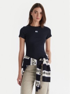 Tommy Jeans T-Shirt Badge DW0DW17881 Granatowy Slim Fit