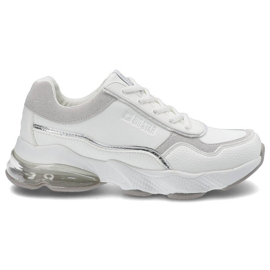 Białe Sneakersy Big Star Damskie Stylowe Półbuty