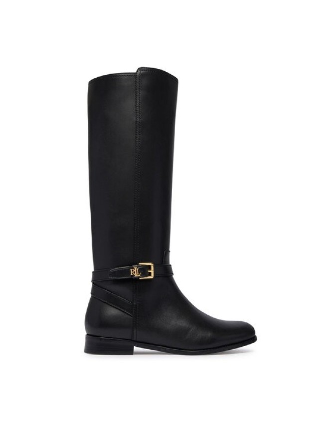 LAUREN RALPH LAUREN Oficerki Brooke II Calfskin Tall Boot 802974383004 Czarny