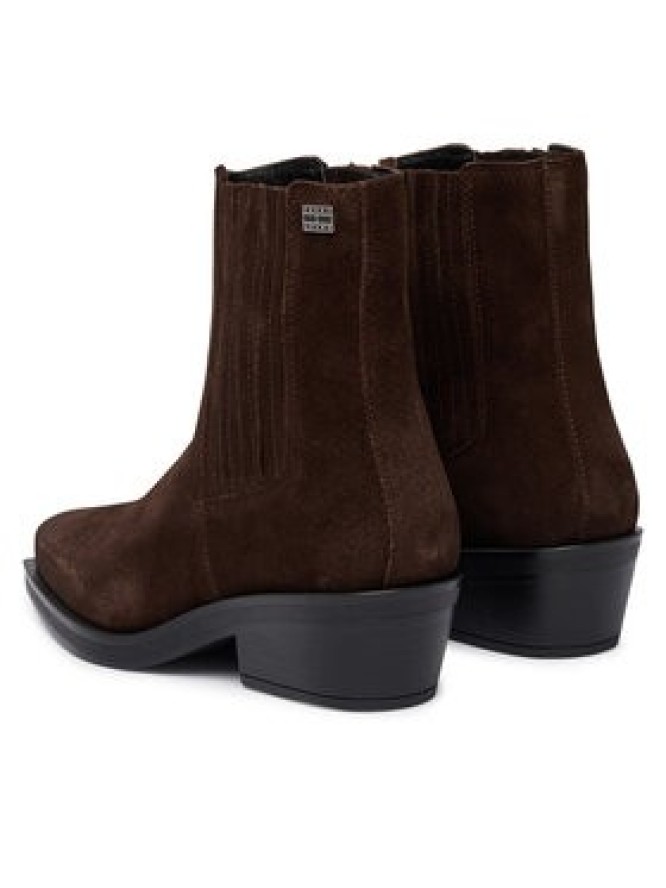 Tommy Jeans Botki Tjw Suede Cowboy Boots EN0EN03142 Brązowy ciemny