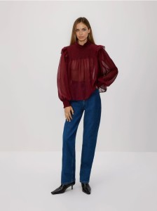 Bluzka z metalizowaną nicią - burgundowy