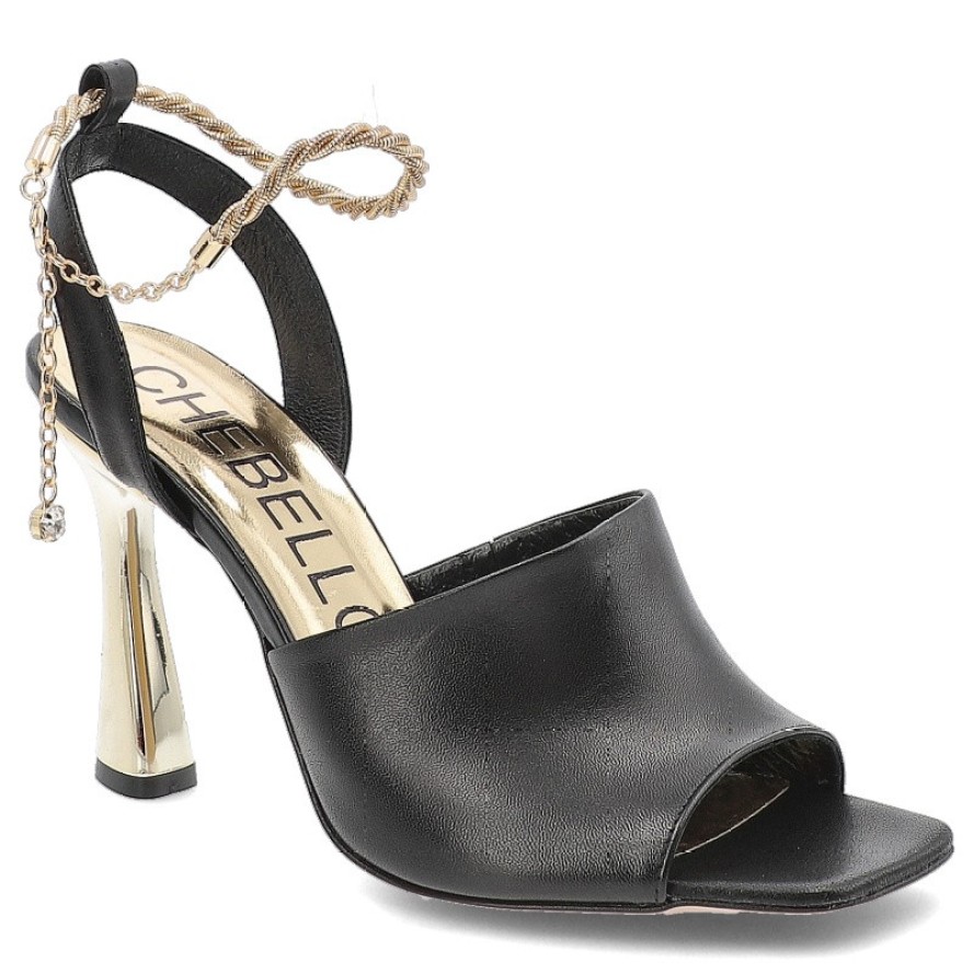 Czarne Sandały Chebello Eleganckie Obuwie Damskie Na Szpilce