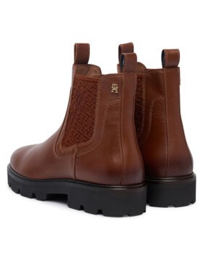 Tommy Hilfiger Sztyblety Th Monogram Leather Chelsea Boot FW0FW09562 Brązowy