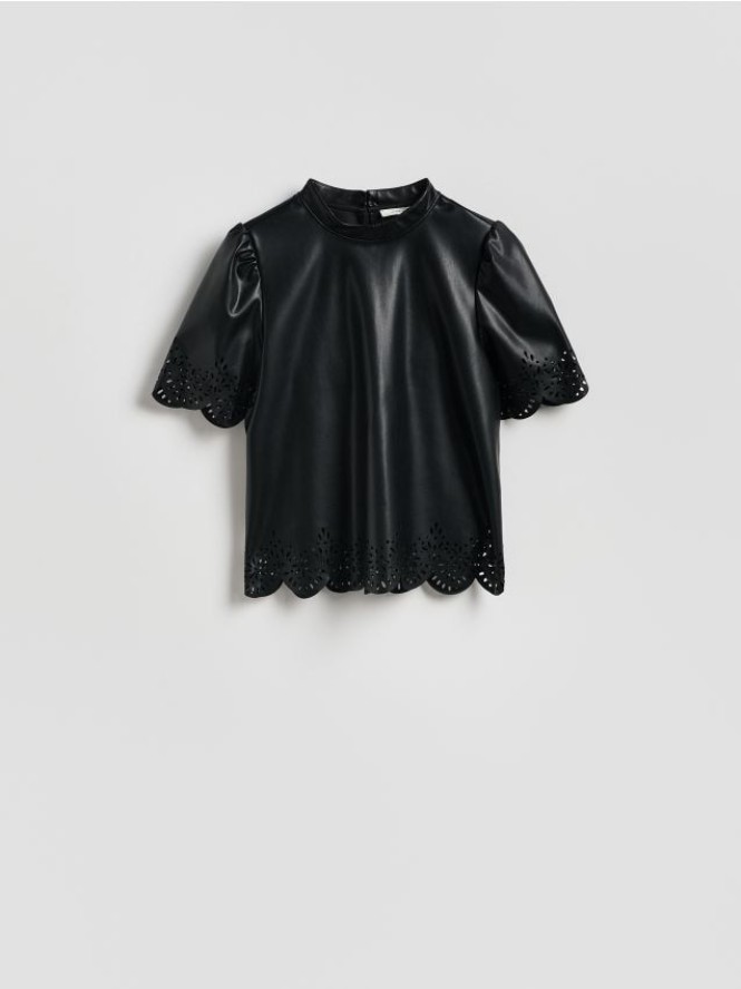 Bluzka z ażurowym wzorem - czarny