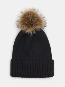 Prążkowana czapka beanie - czarny