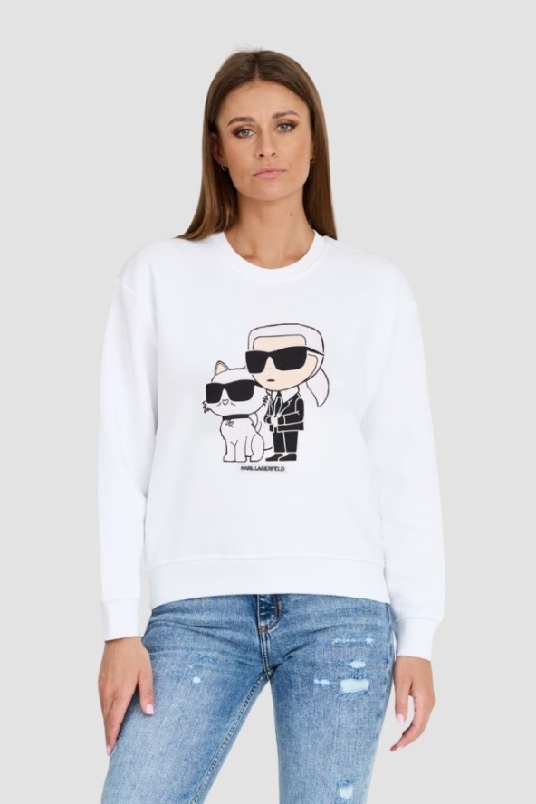 KARL LAGERFELD Biała bluza damska Ikonik 2.0, Rozmiar XS