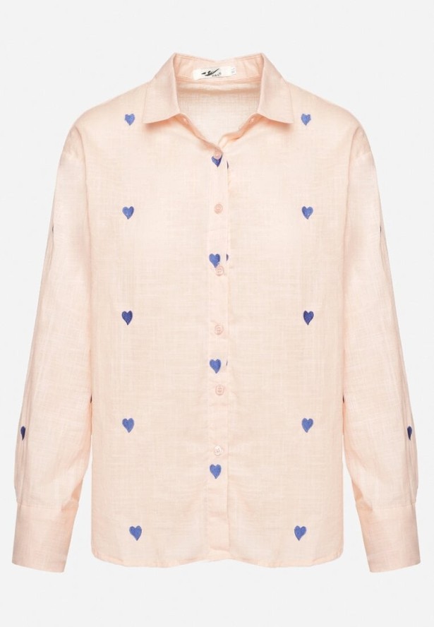 Różowa Koszula z Bawełny Ozdobiona Sercami Aslotis