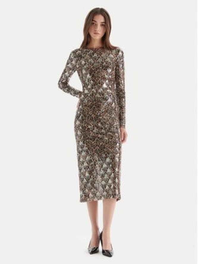 Just Cavalli Sukienka koktajlowa 79PAO953 JS528 Beżowy Slim Fit