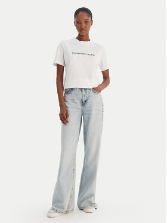 Calvin Klein Jeans T-Shirt A- Inst. Logo Classic LV047C912G Biały Regular Fit