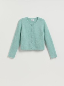 Kardigan z wełną alpaki - jasnoturkusowy