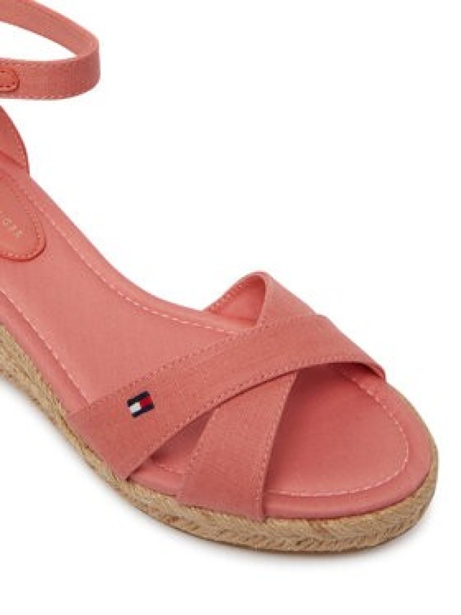 Tommy Hilfiger Espadryle Hemp Crossover Strap Wedge Espadrilles FW0FW09332 Różowy