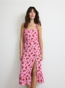 Sukienka midi na ramiączkach - wielobarwny