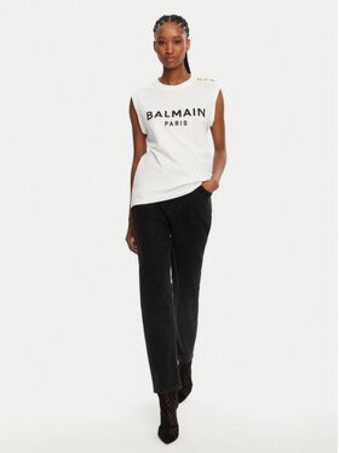 Balmain Top CF1ED001BB02 Biały Relaxed Fit