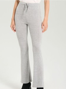 Spodnie flare z gumką w pasie - szary