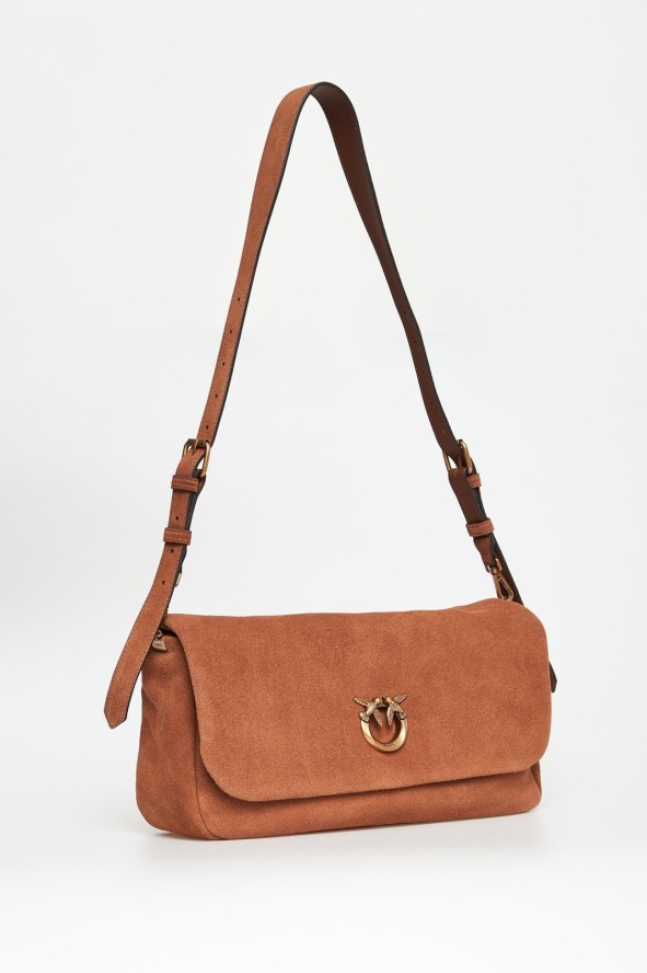 Torebka zamszowa Click Soft Baguette PINKO
