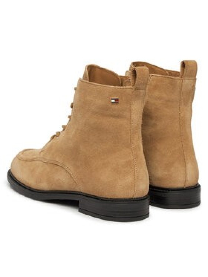 Tommy Hilfiger Trzewiki Enamel Flag Suede Lace-Up Boot FW0FW09681 Brązowy jasny