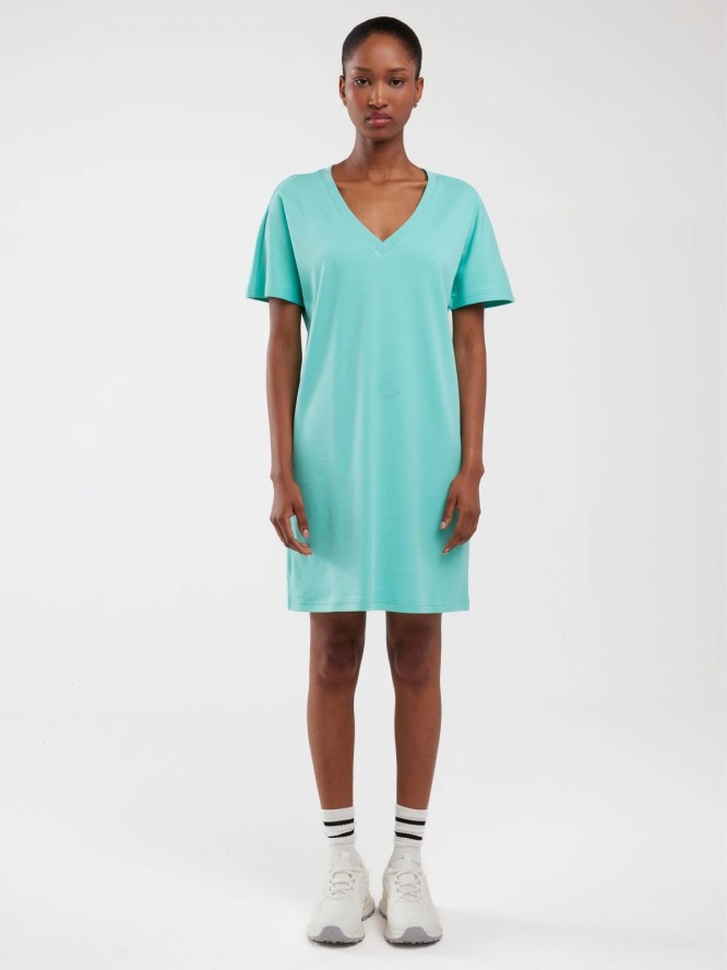 Sukienka damska bawełniana z krótkim rękawem turkusowa Zorkaya 302