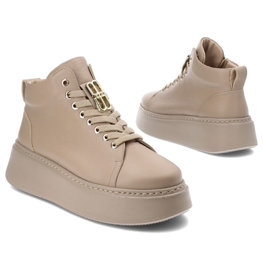 Beżowe Botki Karino Modne Obuwie Damskie