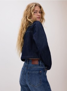 Jeansy mom fit slim - granatowy