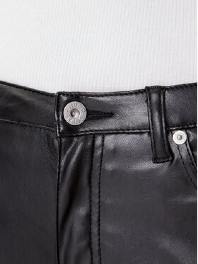 HUGO Spodnie z imitacji skóry Hableu-1 50542417 Czarny Slim Fit