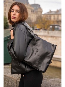 maison héritage PARIS Skórzana torebka "Malia" w kolorze czarnym - 30 x 30 x 8 cm rozmiar: onesize