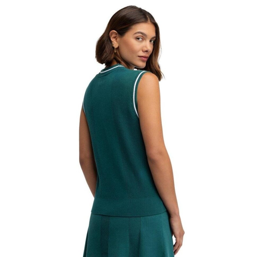 Damska kamizelka golfowa z dzianiny z dekoltem w serek Siroko Zaharias Teal