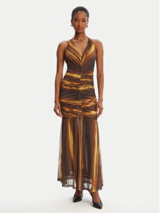 Bardot Sukienka koktajlowa Aries Mesh Maxi 59999DB Brązowy Slim Fit